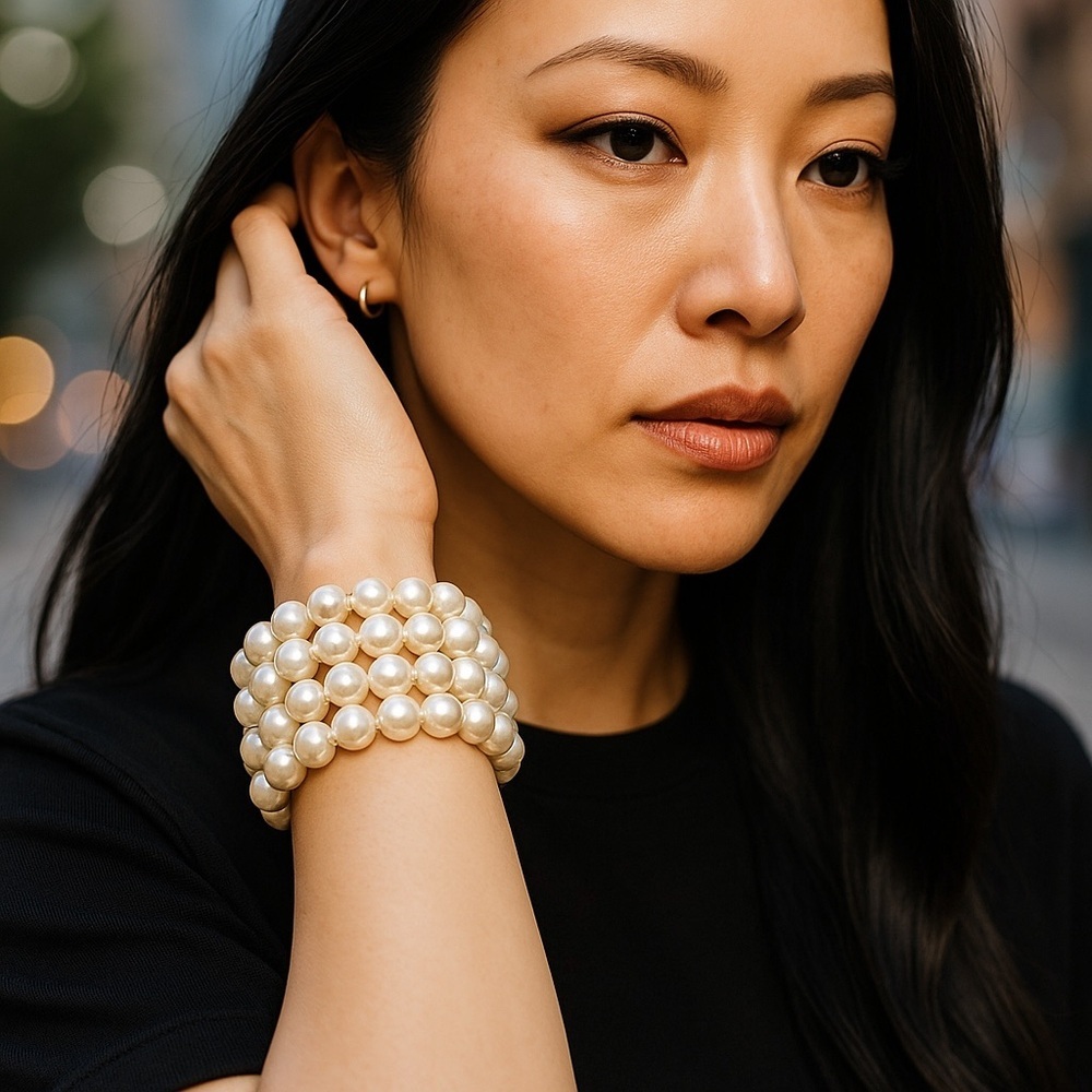 Elegant Pearl  Beaded Wrap Bracelet